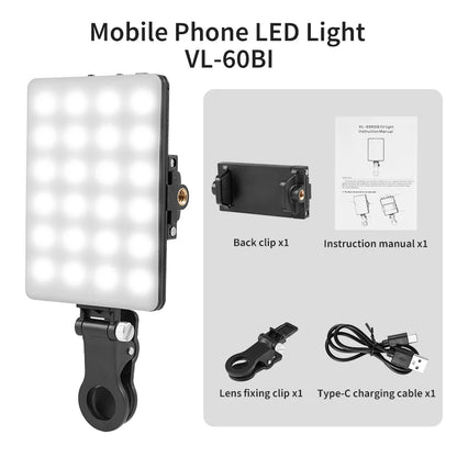Luz de preenchimento LED RGB portátil para câmera de celular e vlogs