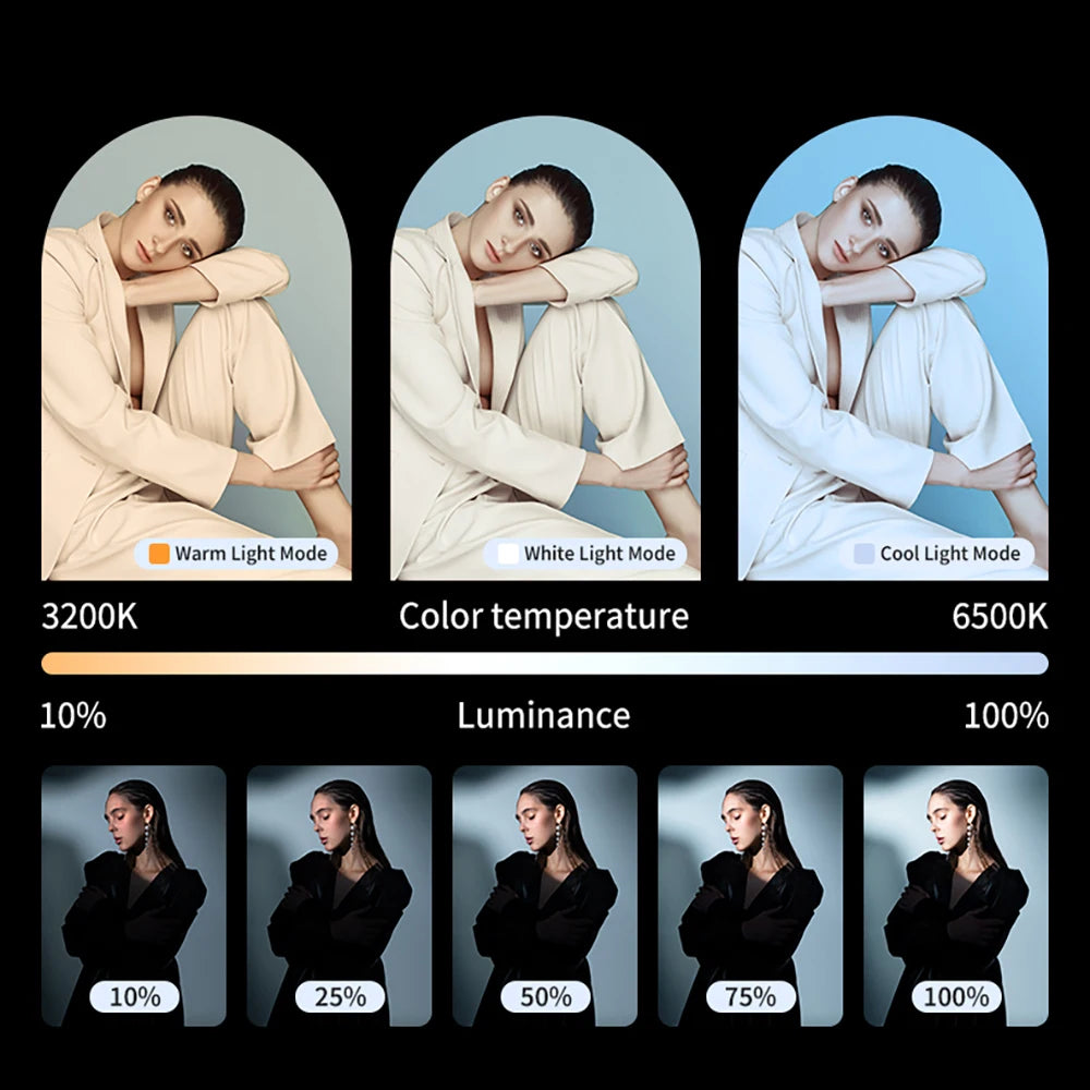 Luz de preenchimento LED RGB portátil para câmera de celular e vlogs