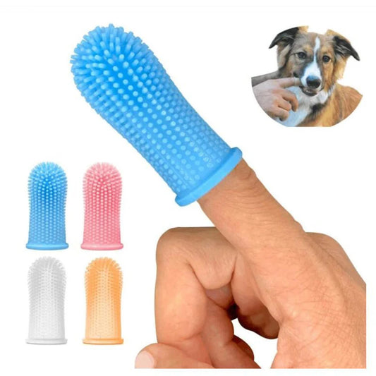 Escova de dentes de dedo para animais de estimação – Limpador de silicone macio para cães e gatos