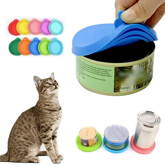 Tampas de silicone reutilizáveis ​​para latas de ração de animais de estimação